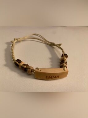 Personalized "EMMA" Beaded Name Bracelet - Natural Tan & Brown